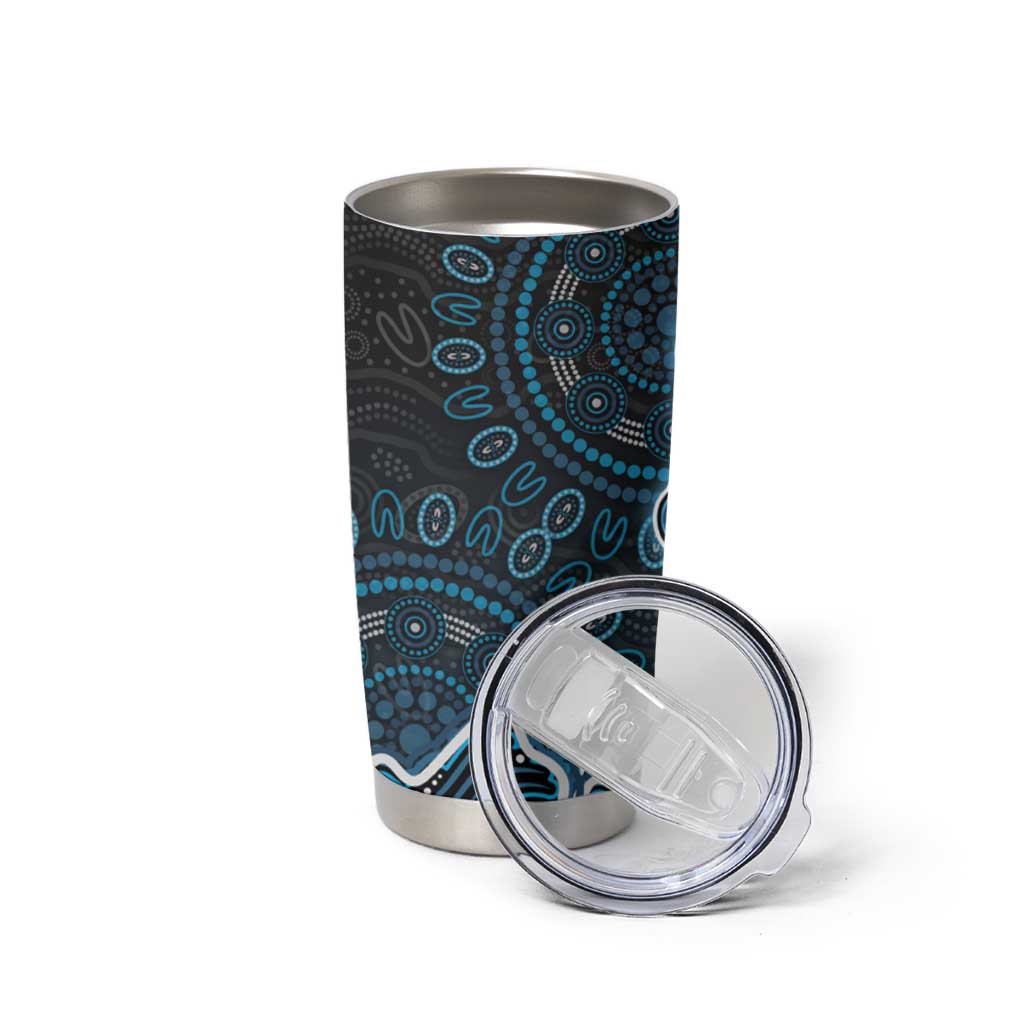 Adelaide Strikers Cricket Mascot Tumbler Cup Aboriginal Dot Art Blue And Black Tribal Pattern
