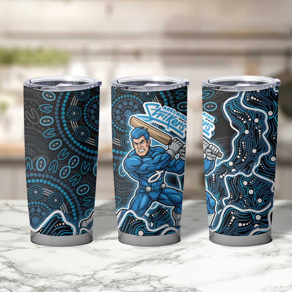 Adelaide Strikers Cricket Mascot Tumbler Cup Aboriginal Dot Art Blue And Black Tribal Pattern