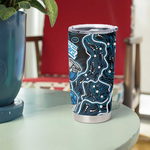Adelaide Strikers Cricket Mascot Tumbler Cup Aboriginal Dot Art Blue And Black Tribal Pattern
