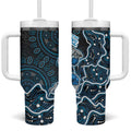 Adelaide Strikers Cricket Mascot Tumbler With Handle Aboriginal Dot Art Blue And Black Tribal Pattern