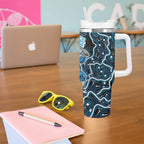 Adelaide Strikers Cricket Mascot Tumbler With Handle Aboriginal Dot Art Blue And Black Tribal Pattern