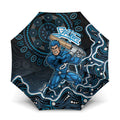 Adelaide Strikers Cricket Mascot Umbrella Aboriginal Dot Art Blue And Black Tribal Pattern
