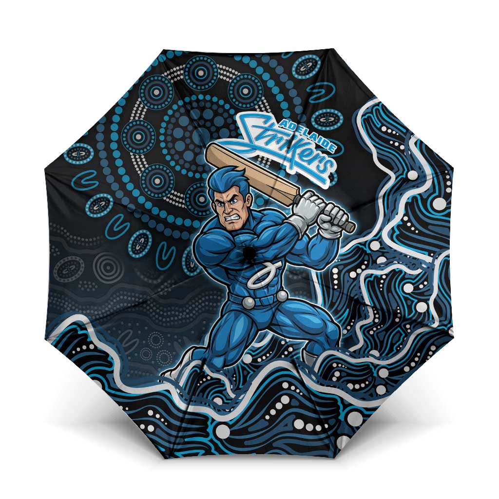 Adelaide Strikers Cricket Mascot Umbrella Aboriginal Dot Art Blue And Black Tribal Pattern