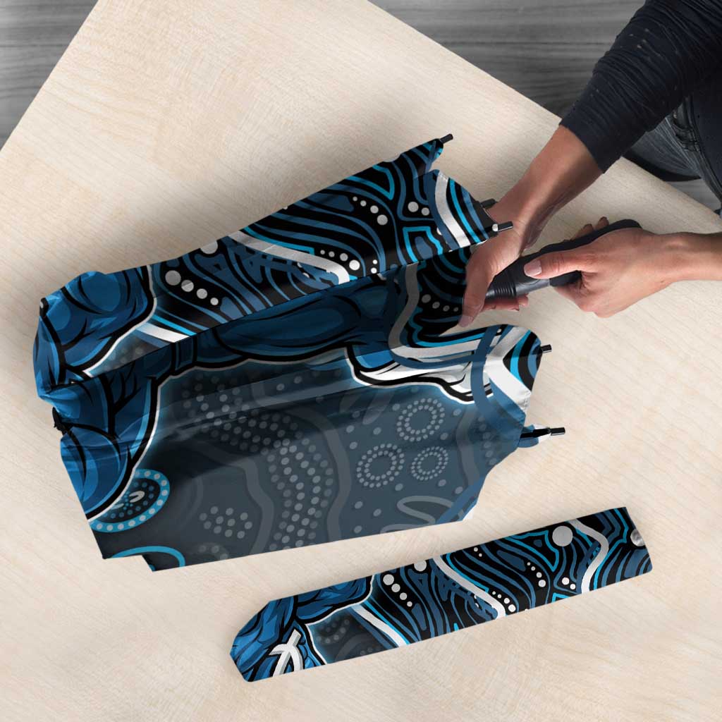 Adelaide Strikers Cricket Mascot Umbrella Aboriginal Dot Art Blue And Black Tribal Pattern