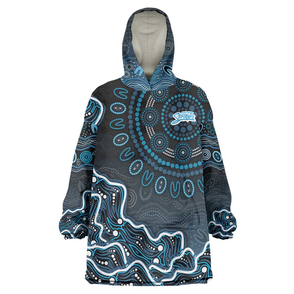 Adelaide Strikers Cricket Mascot Wearable Blanket Hoodie Aboriginal Dot Art Blue And Black Tribal Pattern