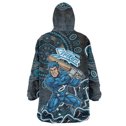 Adelaide Strikers Cricket Mascot Wearable Blanket Hoodie Aboriginal Dot Art Blue And Black Tribal Pattern
