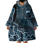 Adelaide Strikers Cricket Mascot Wearable Blanket Hoodie Aboriginal Dot Art Blue And Black Tribal Pattern