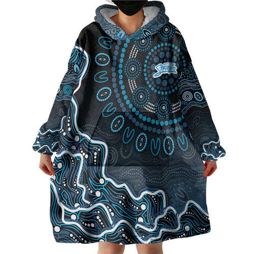 Adelaide Strikers Cricket Mascot Wearable Blanket Hoodie Aboriginal Dot Art Blue And Black Tribal Pattern