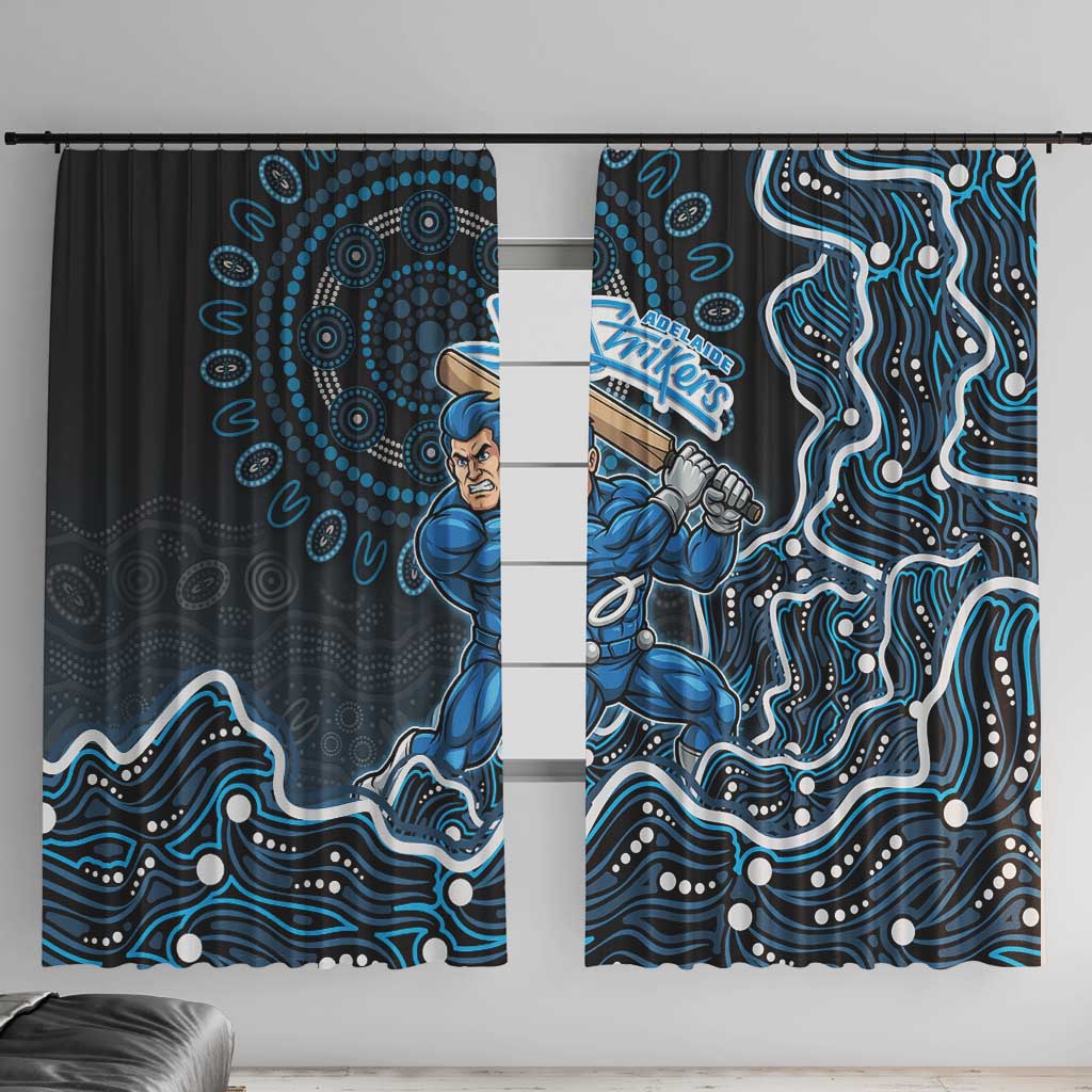 Adelaide Strikers Cricket Mascot Window Curtain Aboriginal Dot Art Blue And Black Tribal Pattern