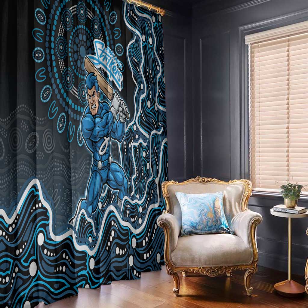 Adelaide Strikers Cricket Mascot Window Curtain Aboriginal Dot Art Blue And Black Tribal Pattern