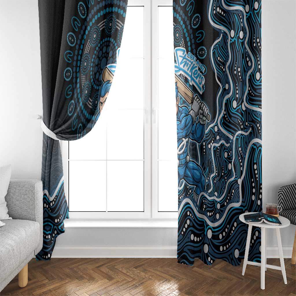 Adelaide Strikers Cricket Mascot Window Curtain Aboriginal Dot Art Blue And Black Tribal Pattern