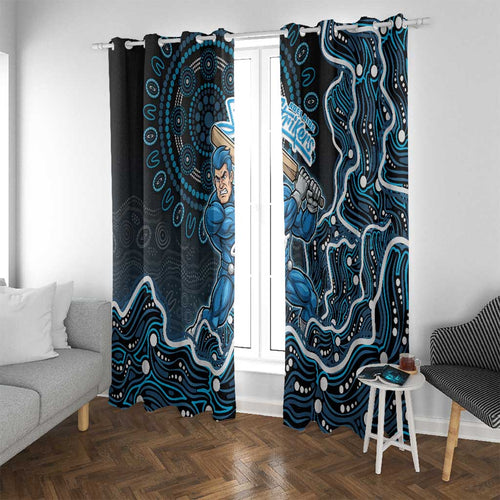 Adelaide Strikers Cricket Mascot Window Curtain Aboriginal Dot Art Blue And Black Tribal Pattern