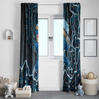 Adelaide Strikers Cricket Mascot Window Curtain Aboriginal Dot Art Blue And Black Tribal Pattern