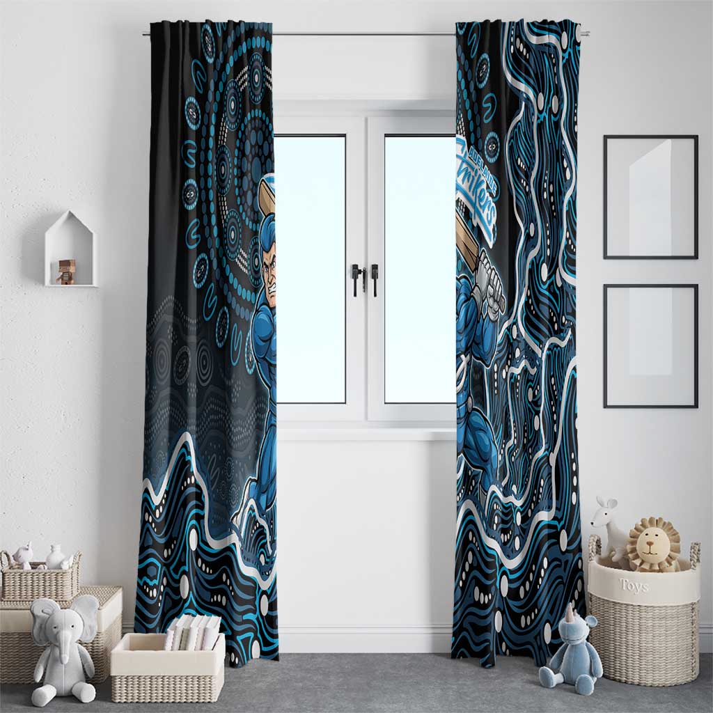 Adelaide Strikers Cricket Mascot Window Curtain Aboriginal Dot Art Blue And Black Tribal Pattern