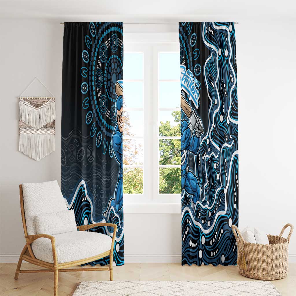 Adelaide Strikers Cricket Mascot Window Curtain Aboriginal Dot Art Blue And Black Tribal Pattern