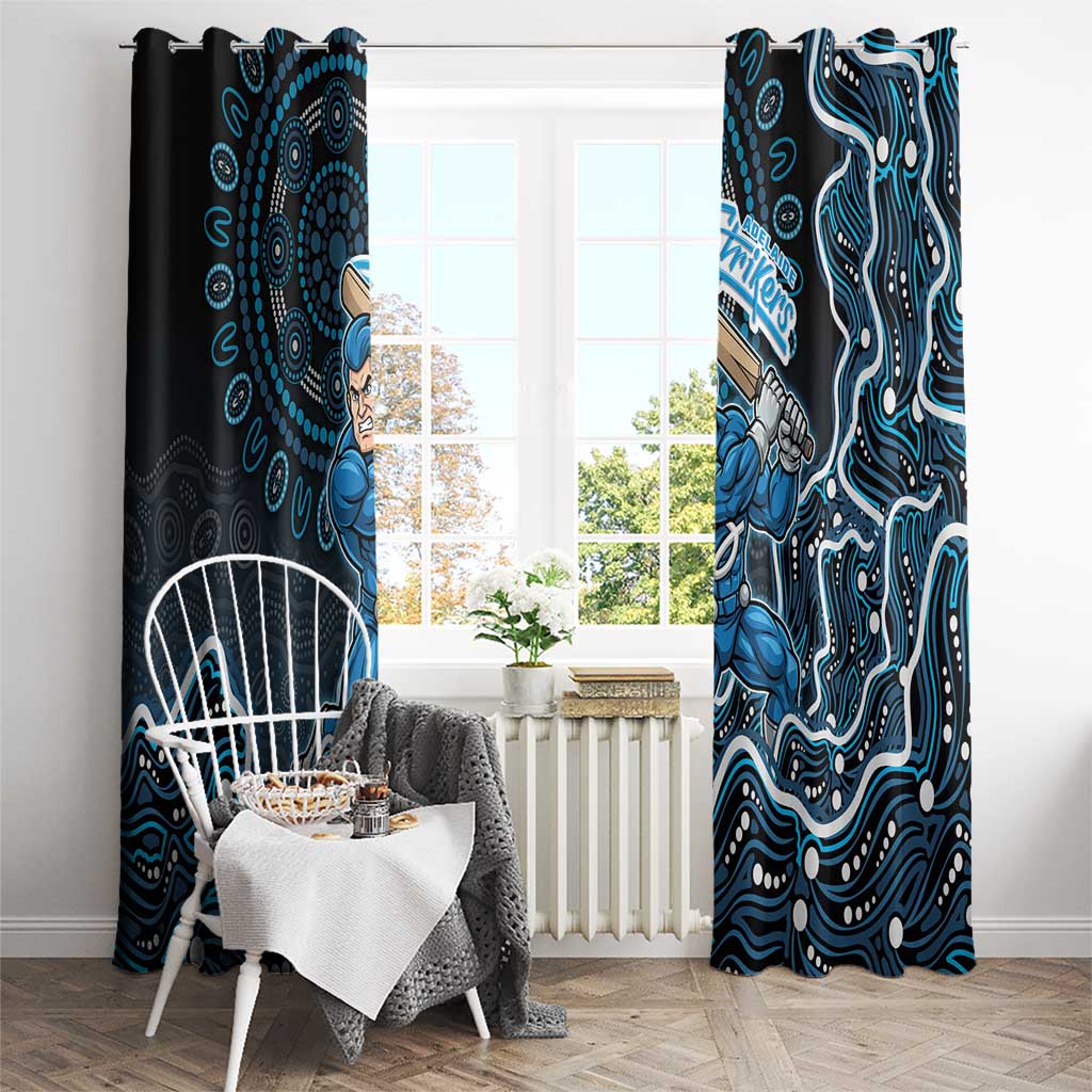 Adelaide Strikers Cricket Mascot Window Curtain Aboriginal Dot Art Blue And Black Tribal Pattern