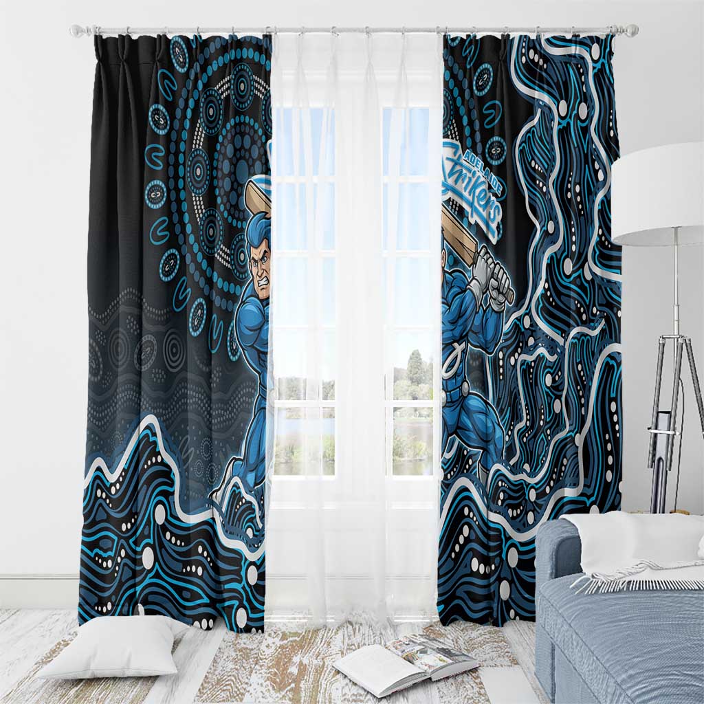 Adelaide Strikers Cricket Mascot Window Curtain Aboriginal Dot Art Blue And Black Tribal Pattern