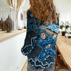 Adelaide Strikers Cricket Mascot Women Casual Shirt Aboriginal Dot Art Blue And Black Tribal Pattern