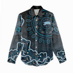 Adelaide Strikers Cricket Mascot Women Casual Shirt Aboriginal Dot Art Blue And Black Tribal Pattern
