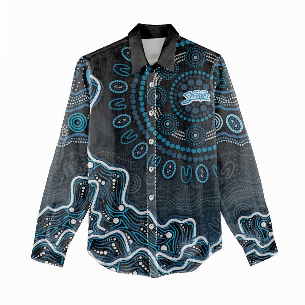 Adelaide Strikers Cricket Mascot Women Casual Shirt Aboriginal Dot Art Blue And Black Tribal Pattern