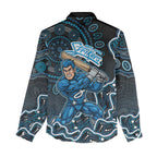 Adelaide Strikers Cricket Mascot Women Casual Shirt Aboriginal Dot Art Blue And Black Tribal Pattern