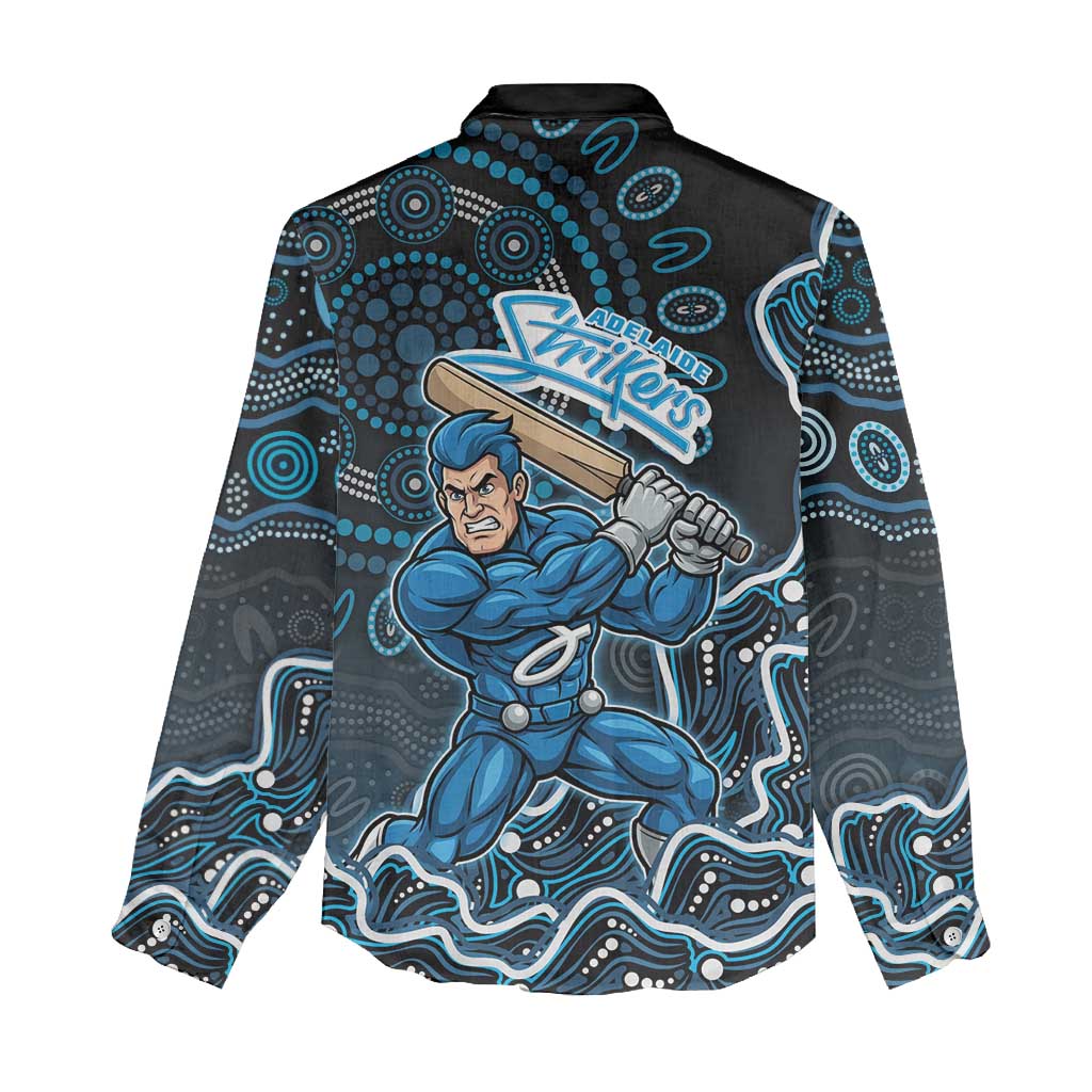 Adelaide Strikers Cricket Mascot Women Casual Shirt Aboriginal Dot Art Blue And Black Tribal Pattern