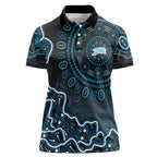 Adelaide Strikers Cricket Mascot Women Polo Shirt Aboriginal Dot Art Blue And Black Tribal Pattern