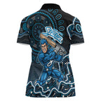 Adelaide Strikers Cricket Mascot Women Polo Shirt Aboriginal Dot Art Blue And Black Tribal Pattern