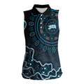 Adelaide Strikers Cricket Mascot Women Sleeveless Polo Shirt Aboriginal Dot Art Blue And Black Tribal Pattern