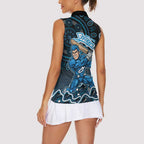 Adelaide Strikers Cricket Mascot Women Sleeveless Polo Shirt Aboriginal Dot Art Blue And Black Tribal Pattern