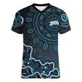 Adelaide Strikers Cricket Mascot Women V-Neck T-Shirt Aboriginal Dot Art Blue And Black Tribal Pattern