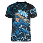 Adelaide Strikers Cricket Mascot Women V-Neck T-Shirt Aboriginal Dot Art Blue And Black Tribal Pattern