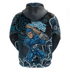 Adelaide Strikers Cricket Mascot Zip Hoodie Aboriginal Dot Art Blue And Black Tribal Pattern