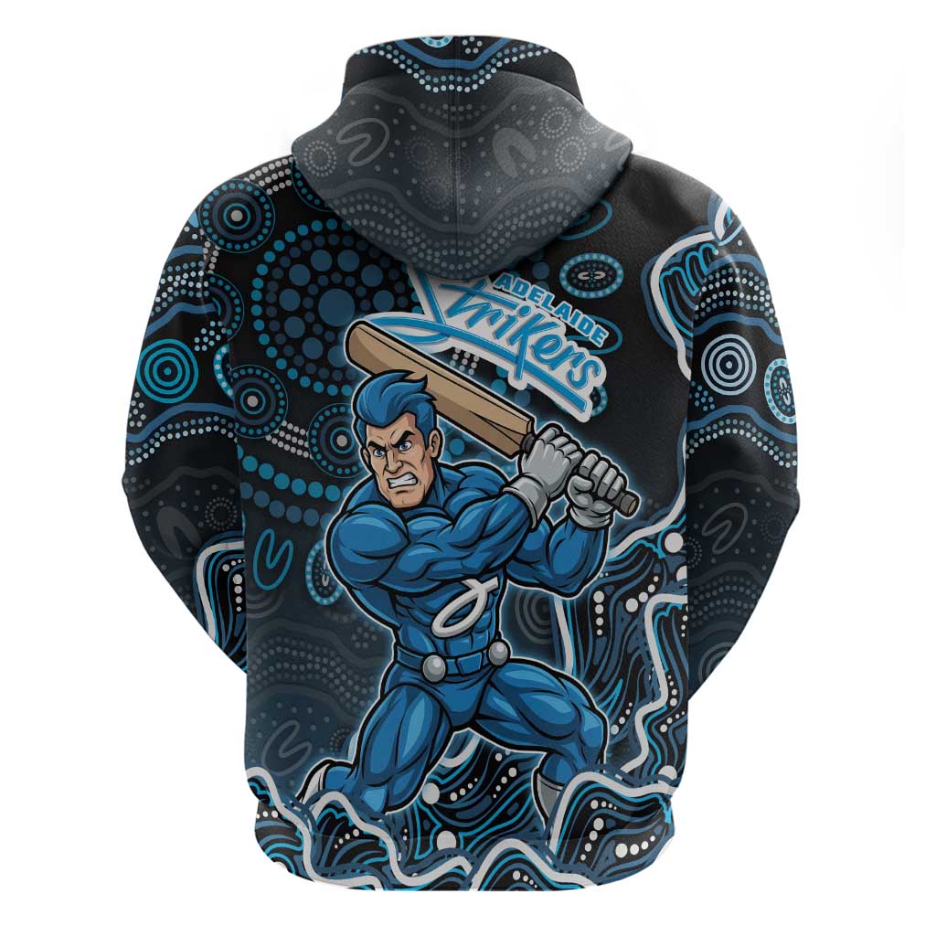 Adelaide Strikers Cricket Mascot Zip Hoodie Aboriginal Dot Art Blue And Black Tribal Pattern