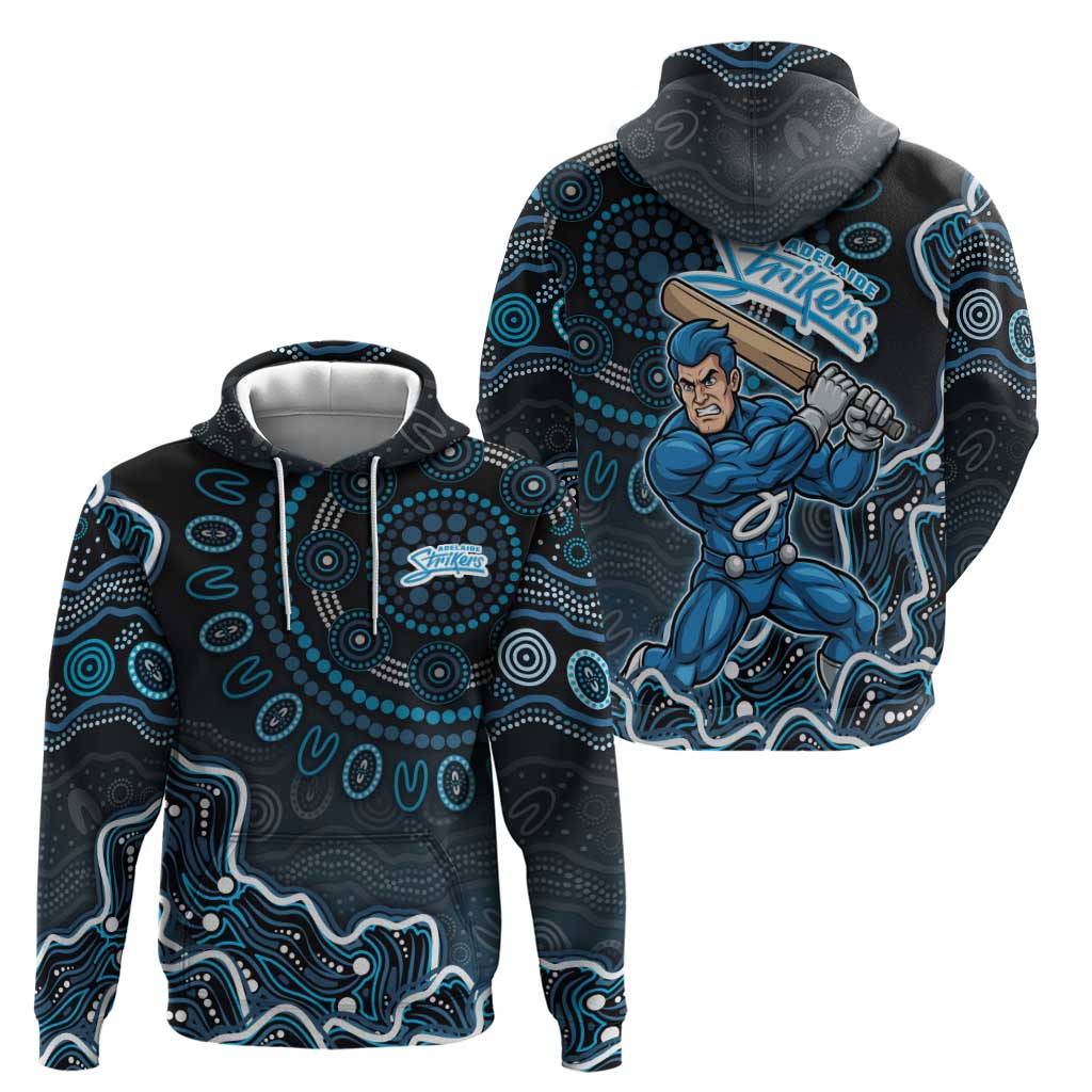 Adelaide Strikers Cricket Mascot Zip Hoodie Aboriginal Dot Art Blue And Black Tribal Pattern