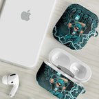 Brisbane Heat Cricket Mascot AirPods Case Aboriginal Dot Art Cyan And Black Tribal Pattern