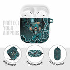 Brisbane Heat Cricket Mascot AirPods Case Aboriginal Dot Art Cyan And Black Tribal Pattern