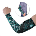 Brisbane Heat Cricket Mascot Arm Sleeves Aboriginal Dot Art Cyan And Black Tribal Pattern