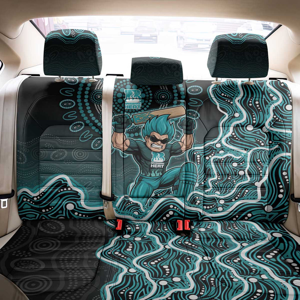Brisbane Heat Cricket Mascot Back Car Seat Cover Aboriginal Dot Art Cyan And Black Tribal Pattern
