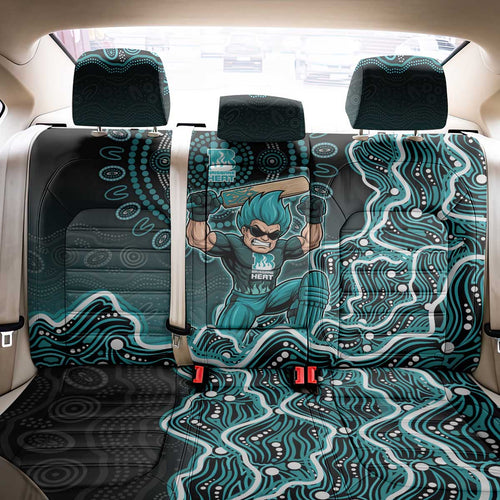 Brisbane Heat Cricket Mascot Back Car Seat Cover Aboriginal Dot Art Cyan And Black Tribal Pattern