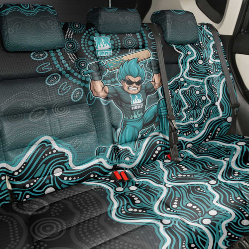 Brisbane Heat Cricket Mascot Back Car Seat Cover Aboriginal Dot Art Cyan And Black Tribal Pattern