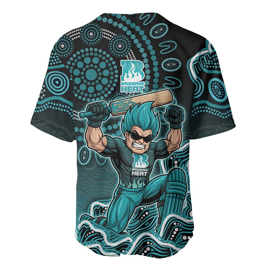 Brisbane Heat Cricket Mascot Baseball Jersey Aboriginal Dot Art Cyan And Black Tribal Pattern
