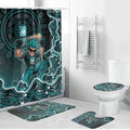 Brisbane Heat Cricket Mascot Bathroom Set Aboriginal Dot Art Cyan And Black Tribal Pattern