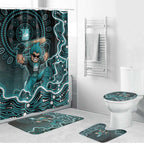 Brisbane Heat Cricket Mascot Bathroom Set Aboriginal Dot Art Cyan And Black Tribal Pattern