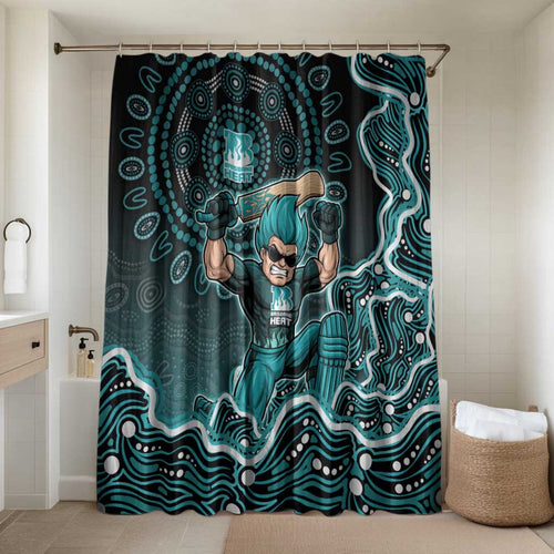 Brisbane Heat Cricket Mascot Bathroom Set Aboriginal Dot Art Cyan And Black Tribal Pattern