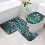 Brisbane Heat Cricket Mascot Bathroom Set Aboriginal Dot Art Cyan And Black Tribal Pattern