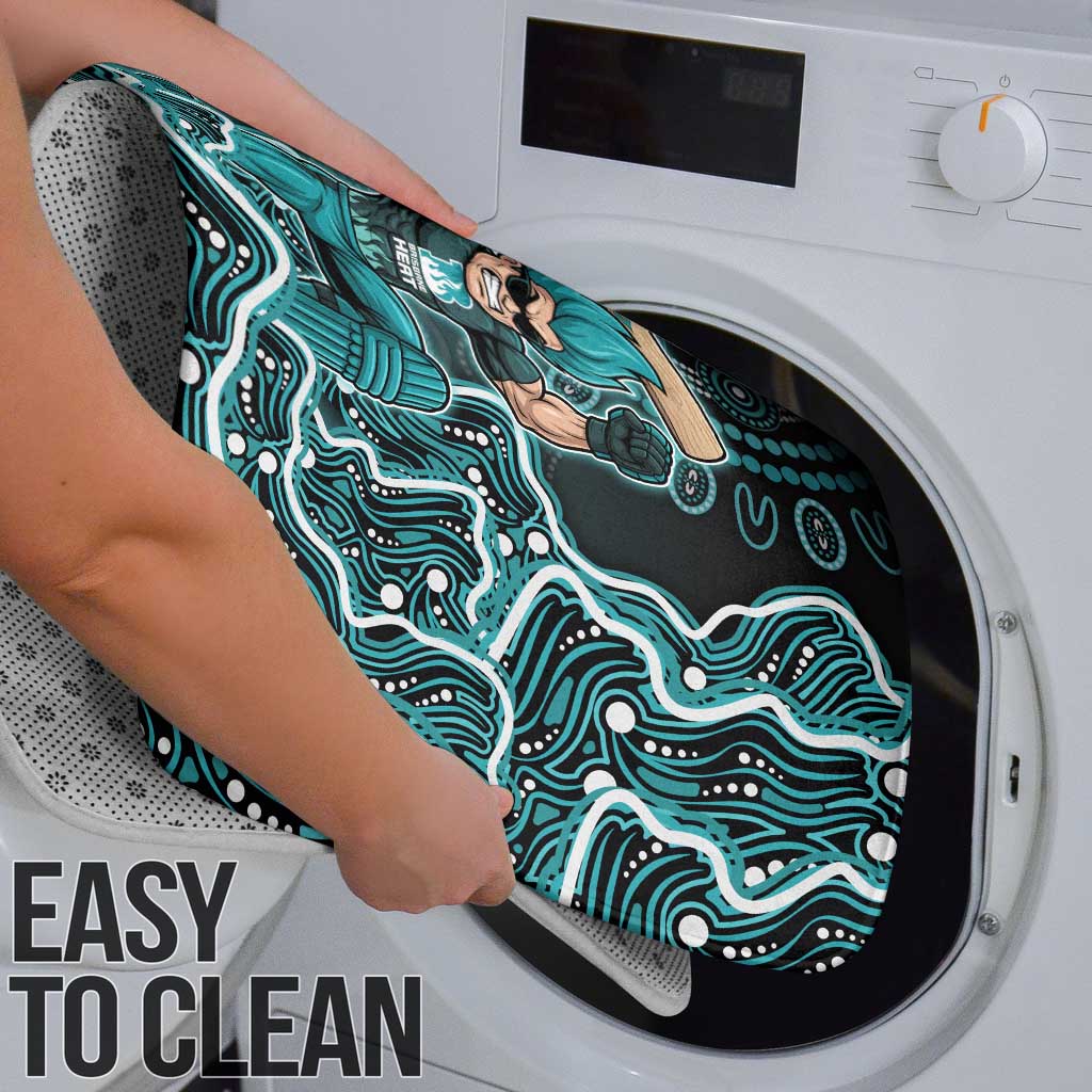 Brisbane Heat Cricket Mascot Bathroom Set Aboriginal Dot Art Cyan And Black Tribal Pattern