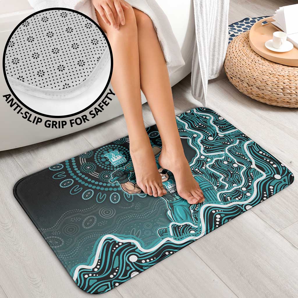 Brisbane Heat Cricket Mascot Bathroom Set Aboriginal Dot Art Cyan And Black Tribal Pattern