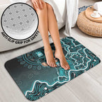 Brisbane Heat Cricket Mascot Bathroom Set Aboriginal Dot Art Cyan And Black Tribal Pattern