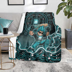 Brisbane Heat Cricket Mascot Blanket Aboriginal Dot Art Cyan And Black Tribal Pattern